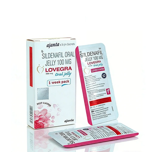 女用果凍威而鋼 Lovegra Oral Jelly 100mg 外盒與單包果凍