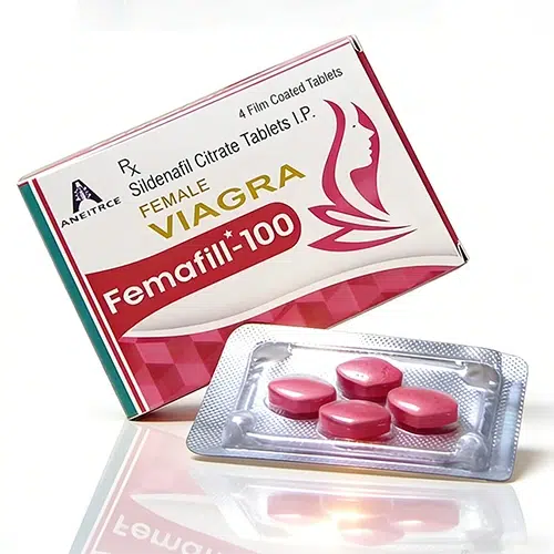女用威而柔 Femafill-100mg 外盒與紅色藥錠