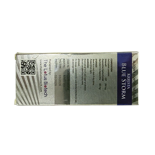 超級雙效威而鋼藍色風暴 Krrista Blue Storm 260mg 外盒背面資訊